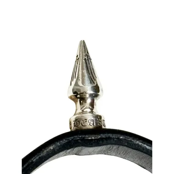 Chrome Hearts Single Silver Spike Leather Bracelet .925 - Picture 5 of 5